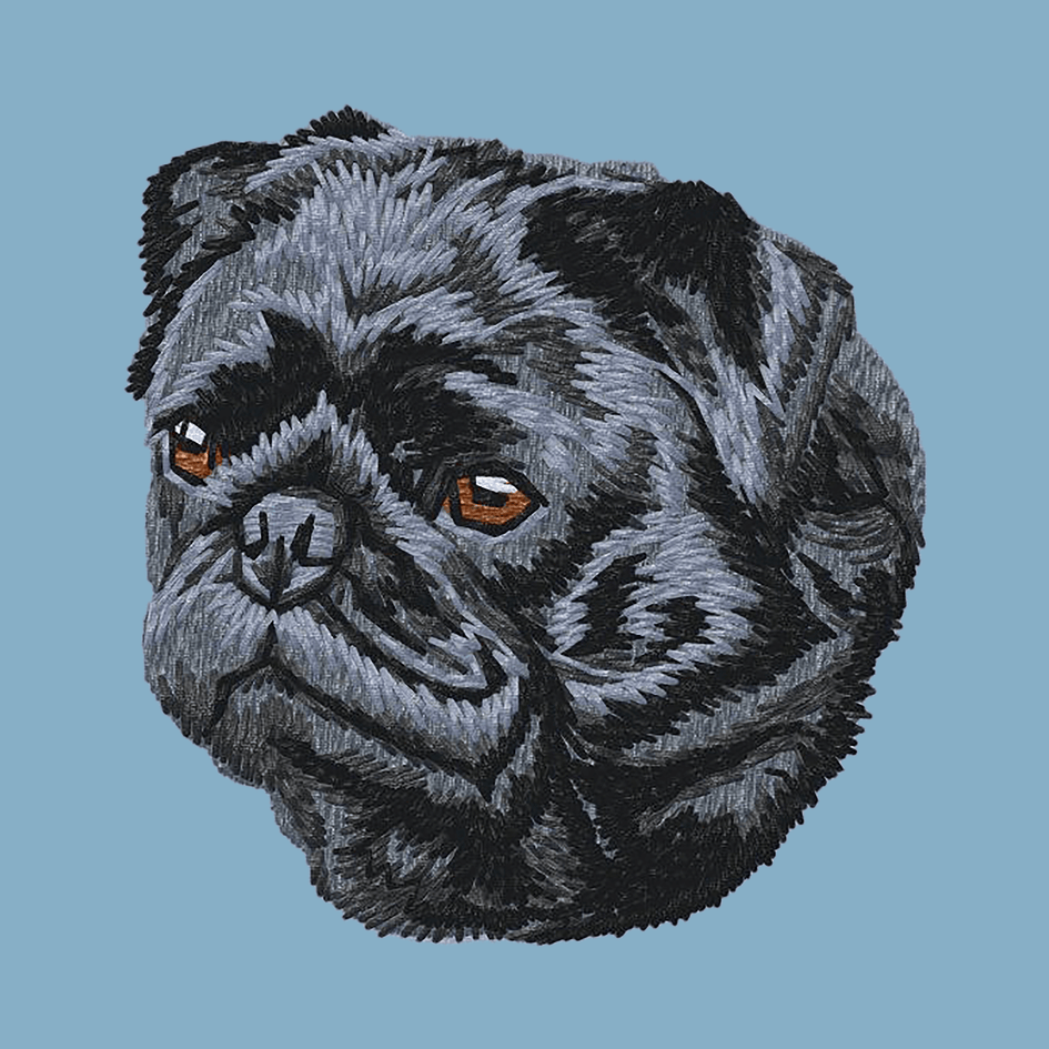 Pug Embroidered Classic Long Sleeve Shirt