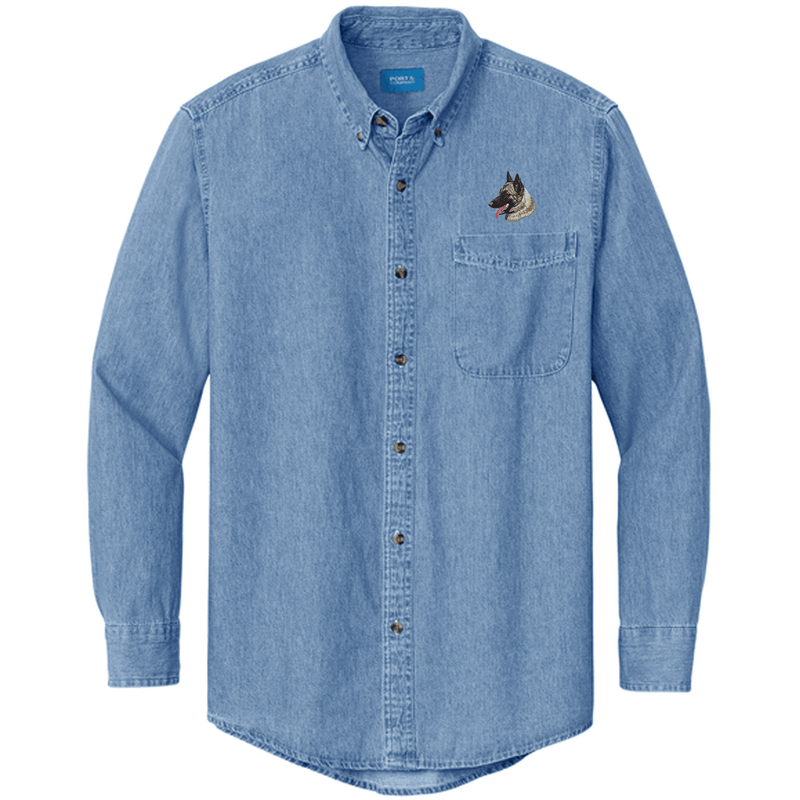 Belgian Malinois Embroidered Men's Denim Shirt
