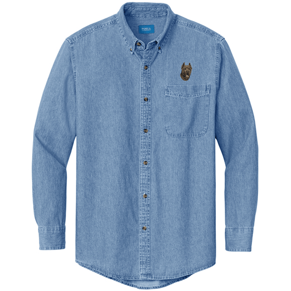 Cane Corso Embroidered Men's Denim Shirt