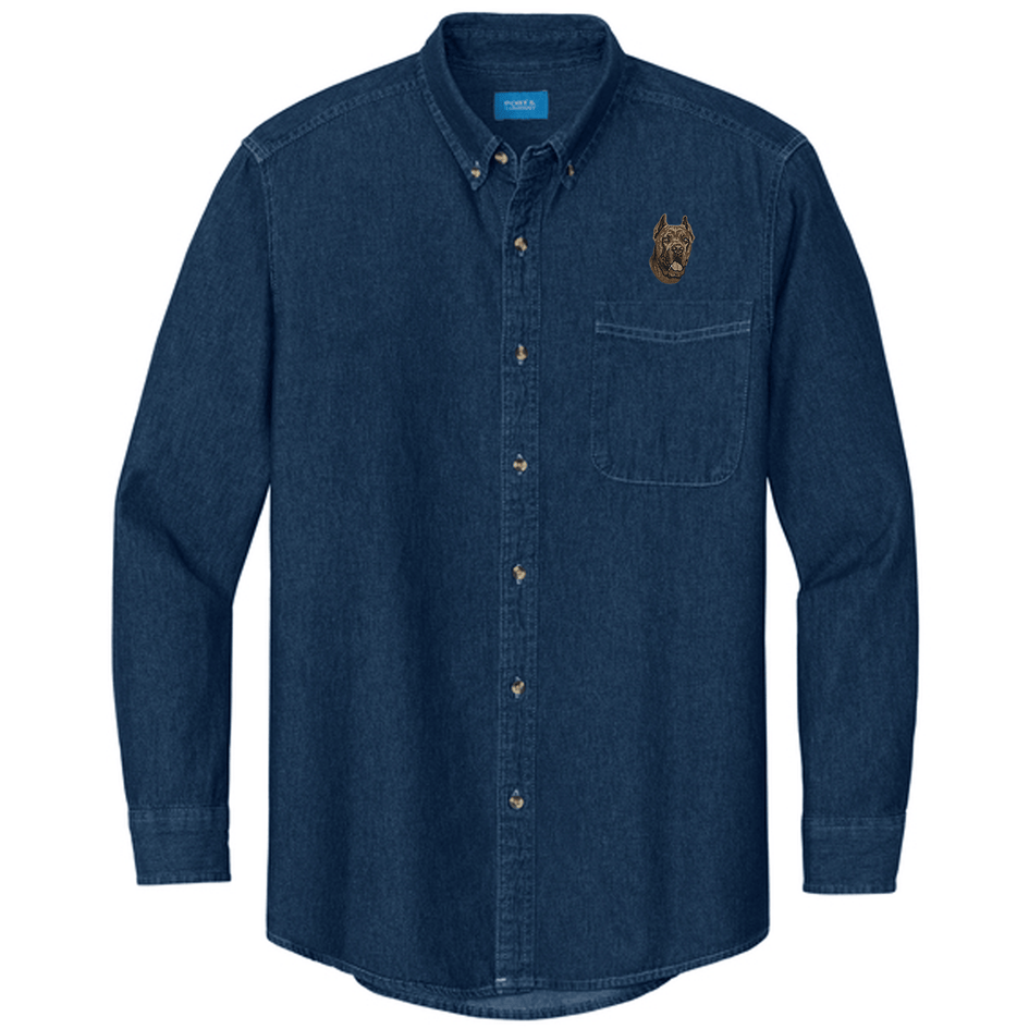Cane Corso Embroidered Men's Denim Shirt