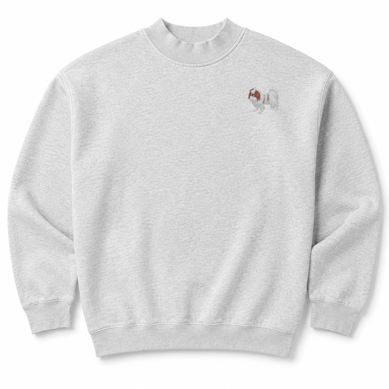 Japanese Chin Embroidered Mock Neck Sweatshirt