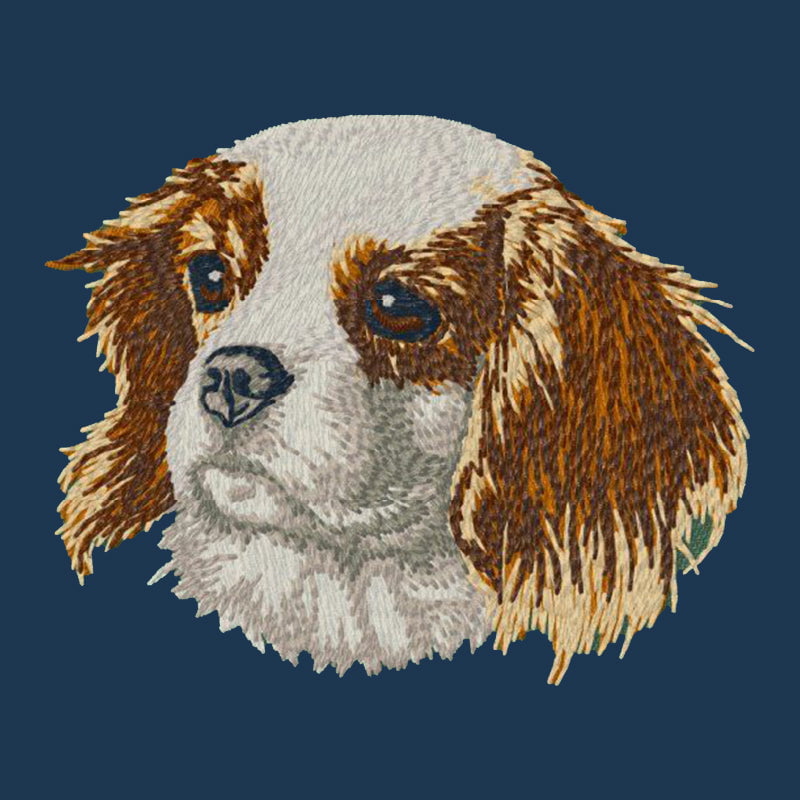 Cavalier King Charles Spaniel Embroidered Men's Denim Shirt