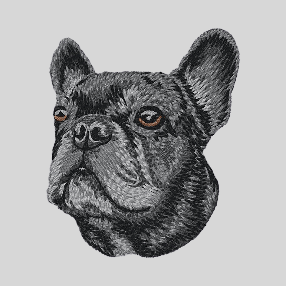 French Bulldog Embroidered Mock Neck Sweatshirt