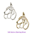 Dachshund (Longhaired ) in 14K Gold Silhoutte Head Pendant