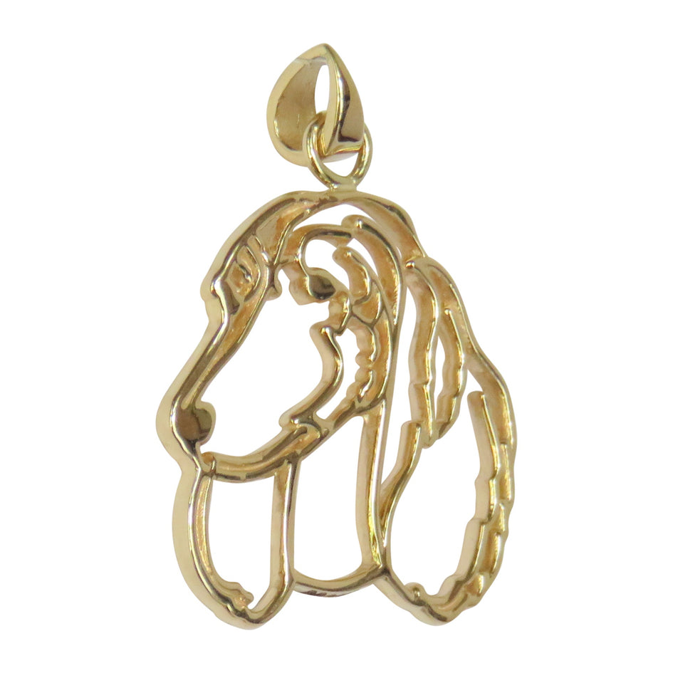 Dachshund (Longhaired ) in 14K Gold Silhoutte Head Pendant