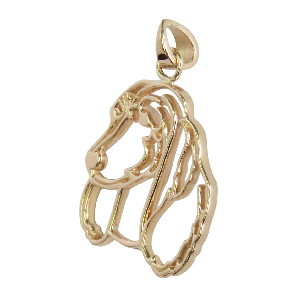 Dachshund (Longhaired ) in 14K Gold Silhoutte Head Pendant