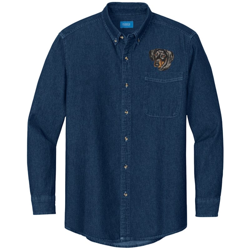 Dachshund Embroidered Men's Denim Shirt