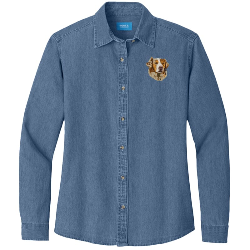 Australian Shepherd Embroidered Women's Denim Shirt