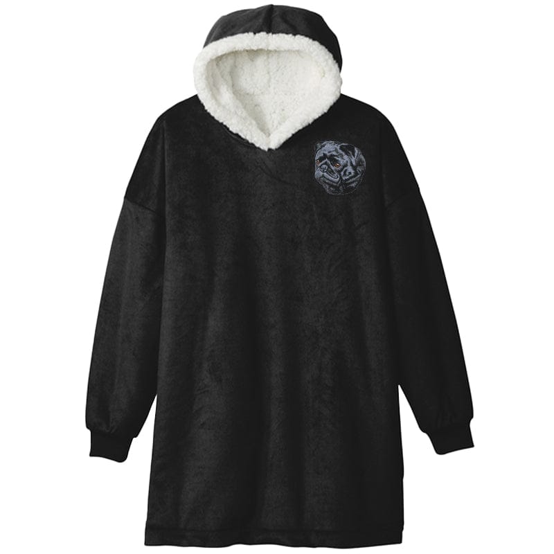 Pug Embroidered Wearable Blanket