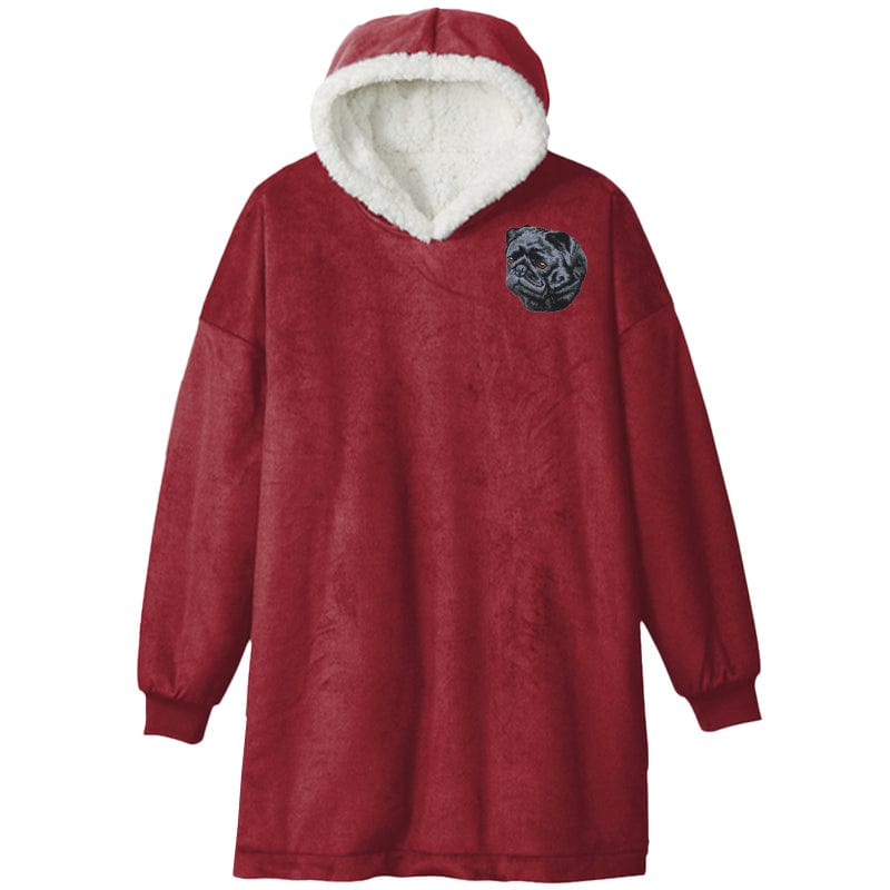 Pug Embroidered Wearable Blanket