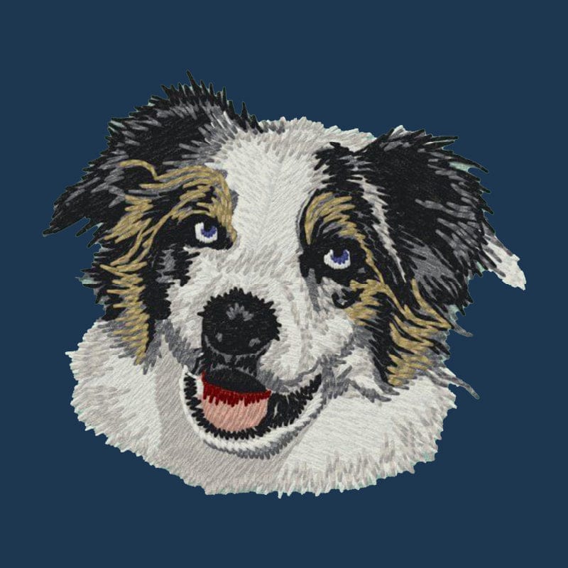 Australian Shepherd Embroidered Men's Denim Shirt