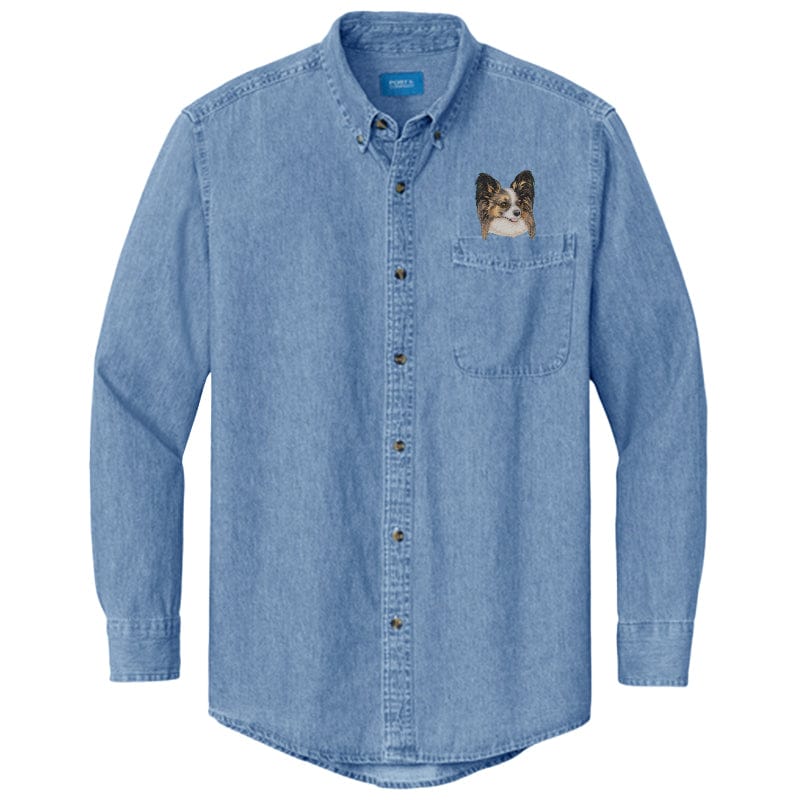 Papillon Embroidered Men's Denim Shirt