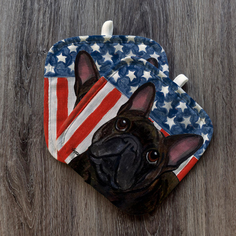 French Bulldog  Americana Pot Holder Set