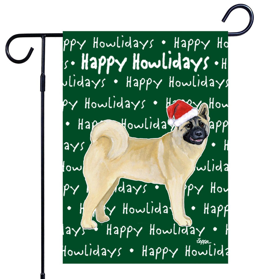 Akita Happy Howliday's Garden Flag