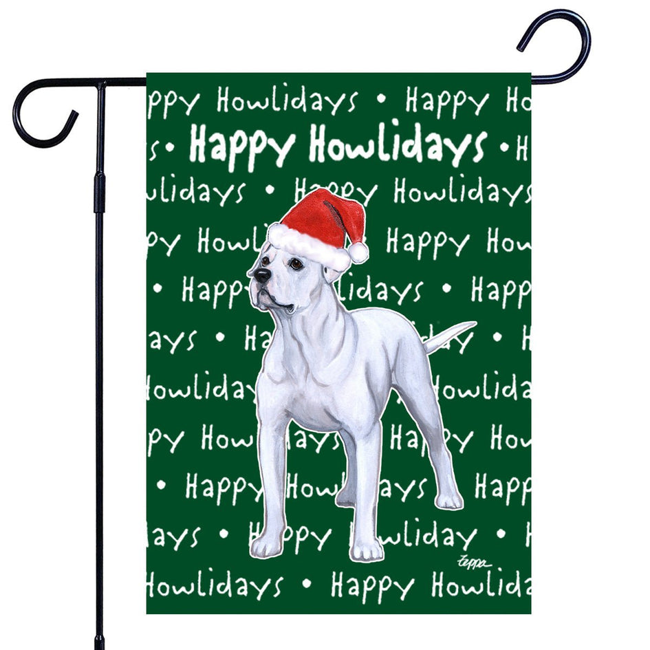 American Bulldog Happy Howliday's Garden Flag