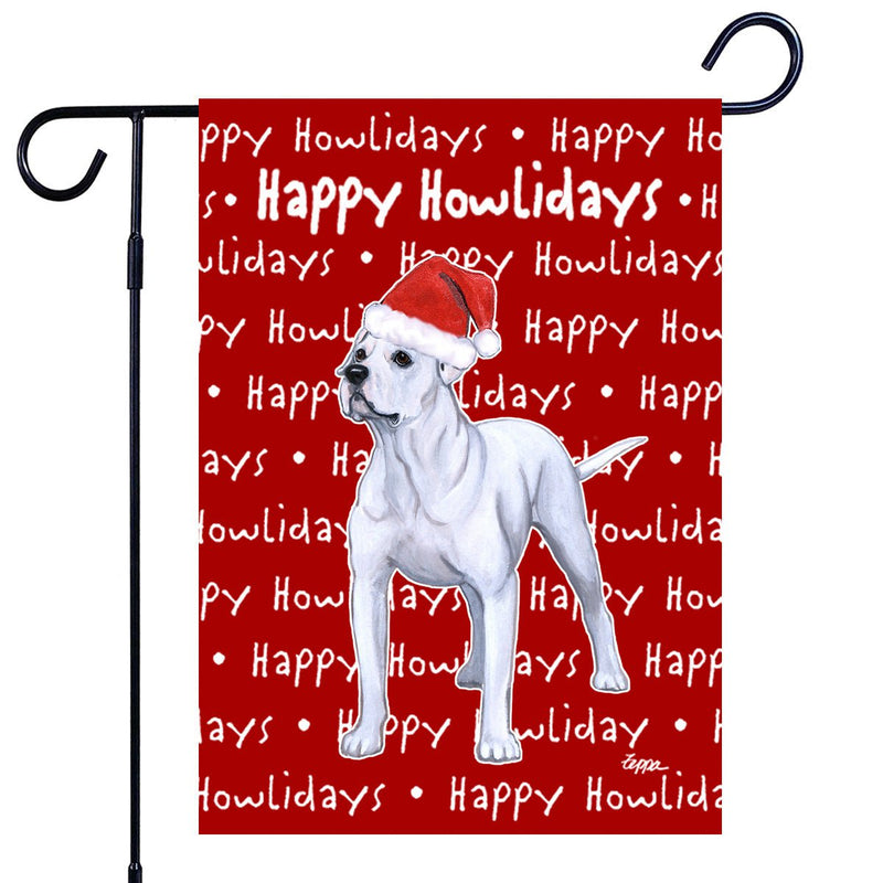 American Bulldog Happy Howliday's Garden Flag