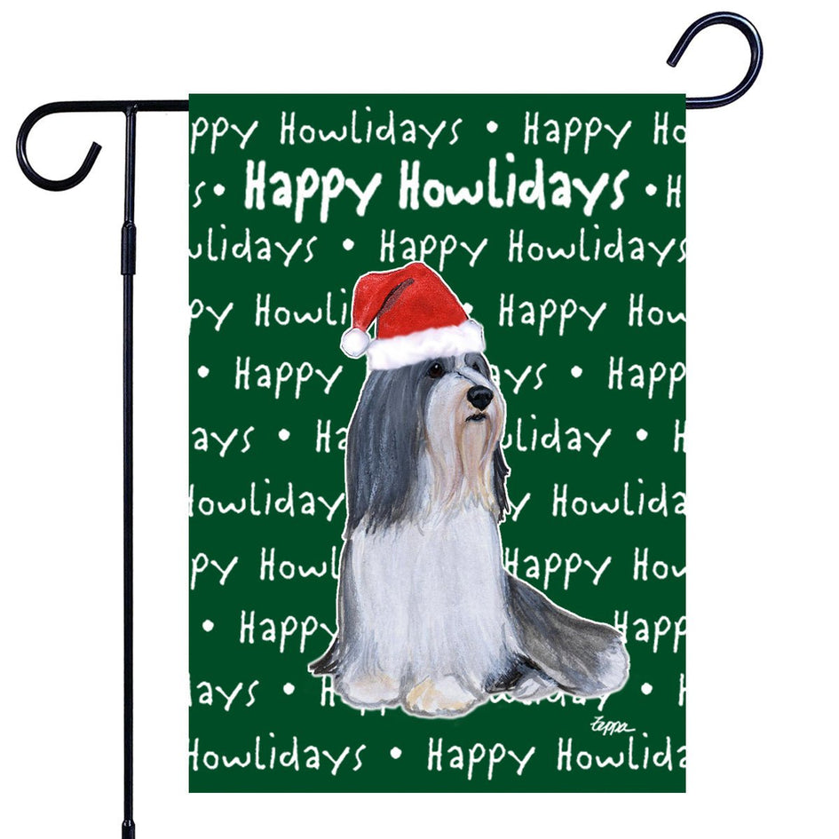 Bearded Collie Happy Howliday's Garden Flag