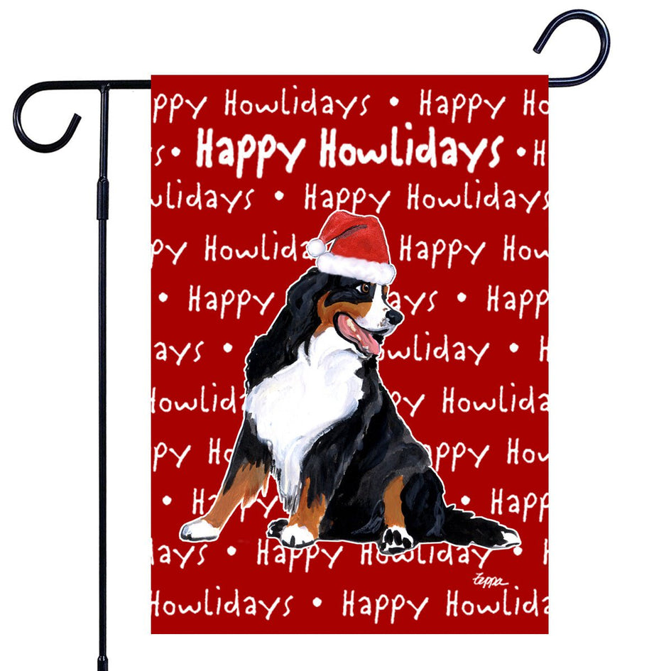 Bernese Mountain Dog Happy Howliday's Garden Flag