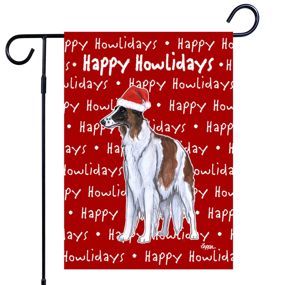 Borzoi Happy Howliday's Garden Flag
