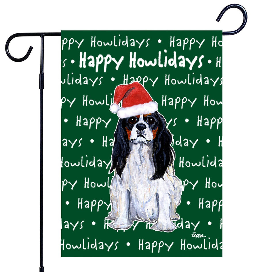 Cavalier King Charles Spaniel Happy Howliday's Garden Flag