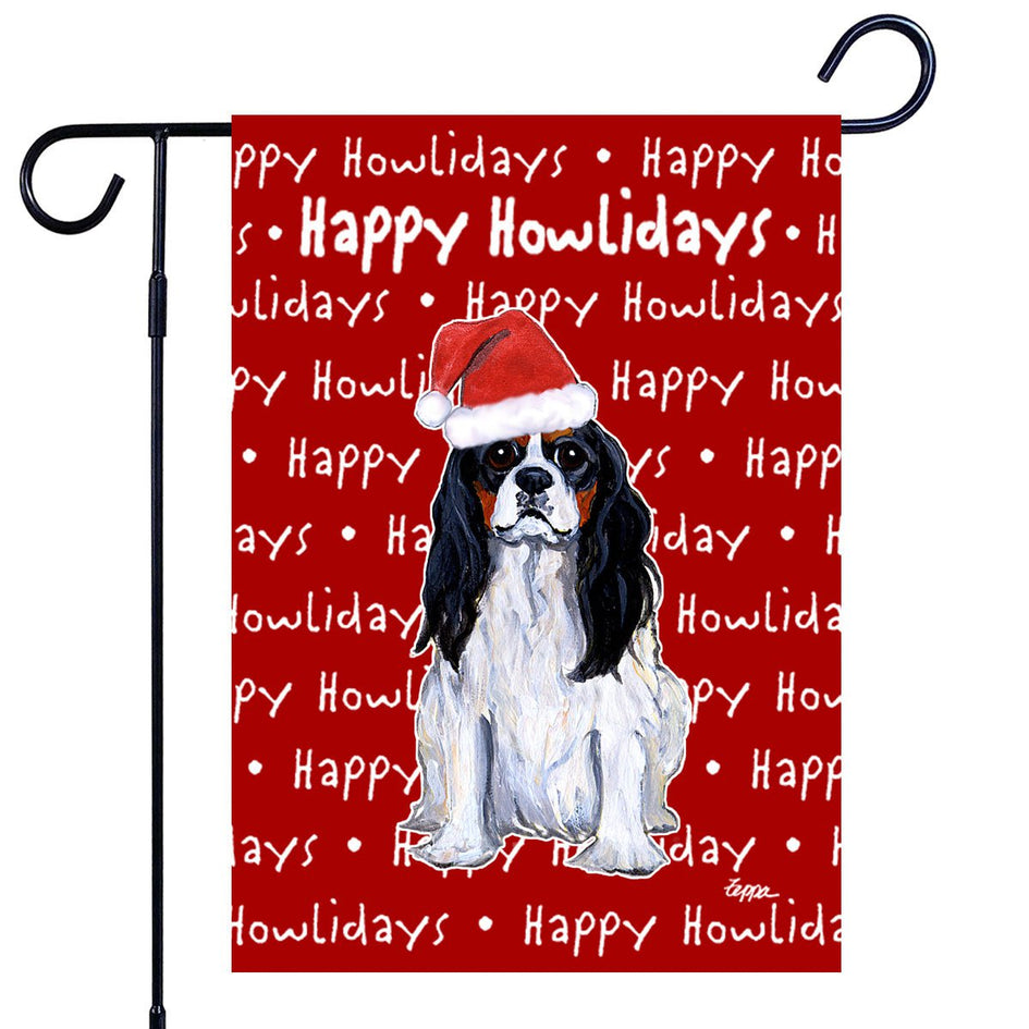 Cavalier King Charles Spaniel Happy Howliday's Garden Flag