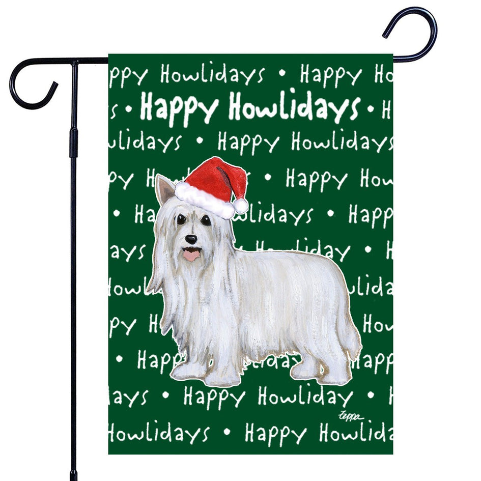 Chinese Crested Powderpuff Happy Howliday's Garden Flag