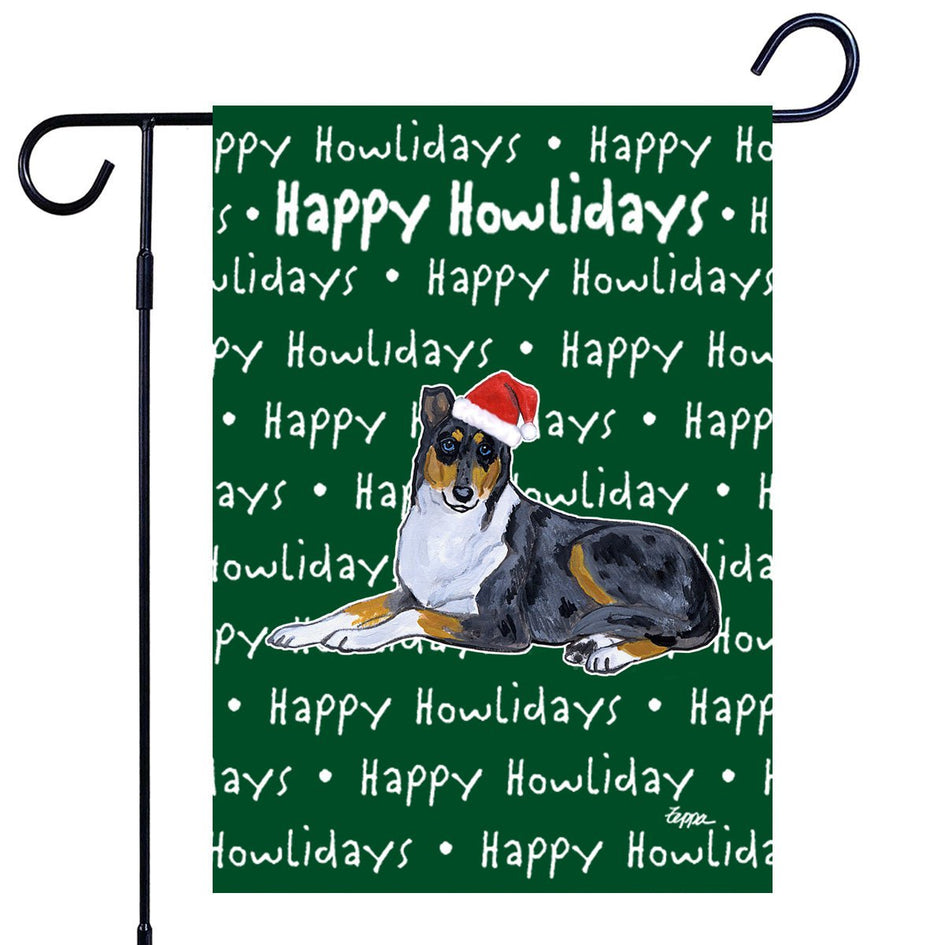Collie Happy Howliday's Garden Flag