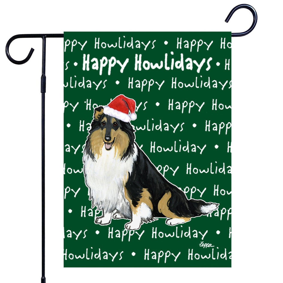 Collie Happy Howliday's Garden Flag