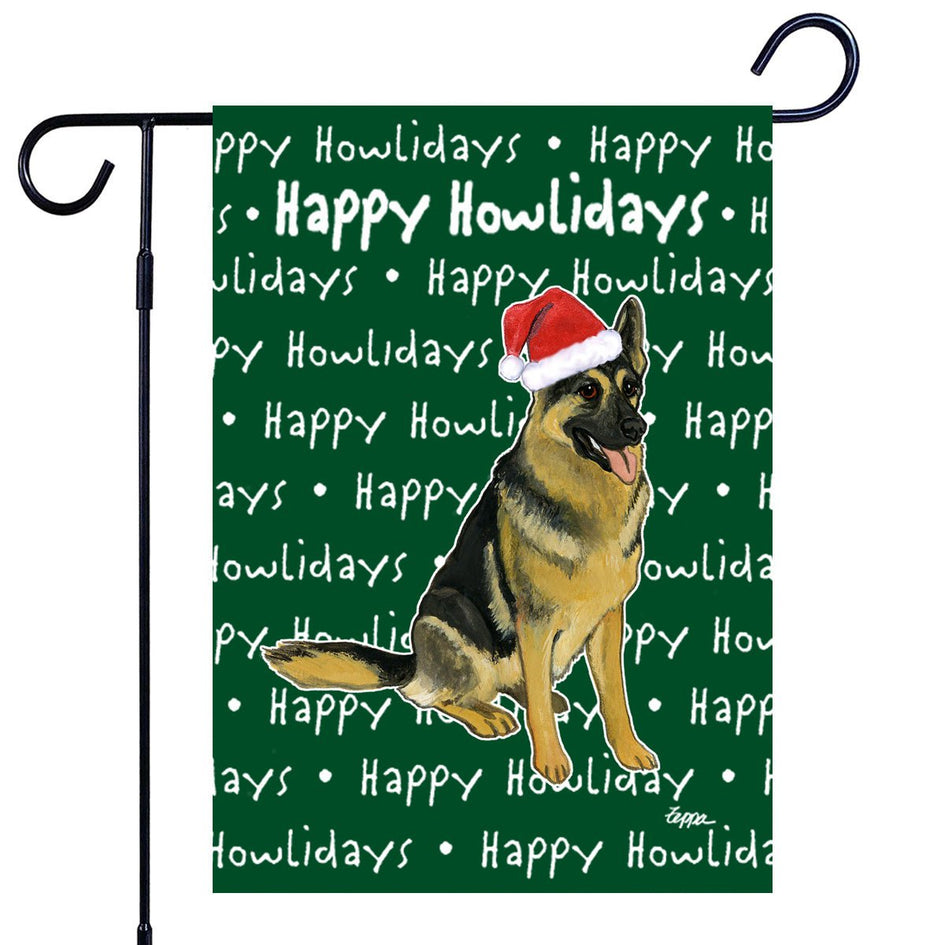 German Shepherd Happy Howliday's Garden Flag