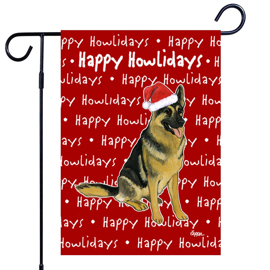 German Shepherd Happy Howliday's Garden Flag