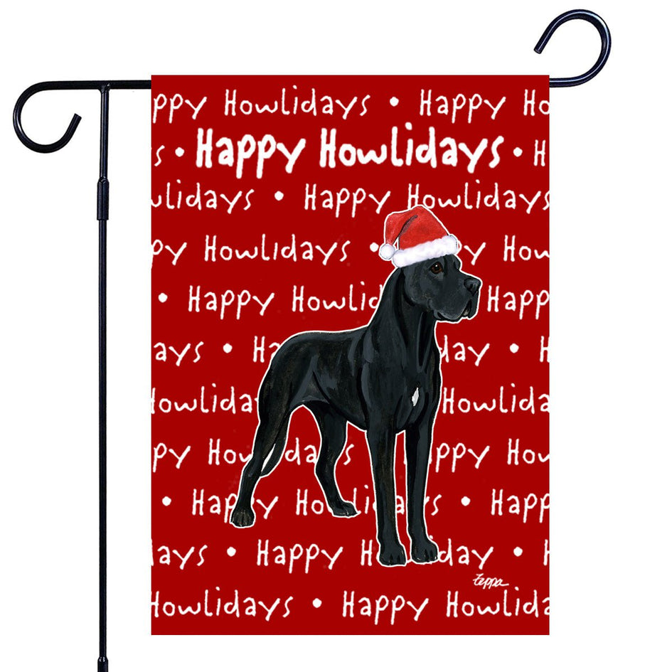 Great Dane Happy Howliday's Garden Flag
