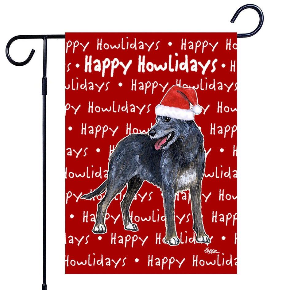 Irish Wolfhound Happy Howliday's Garden Flag