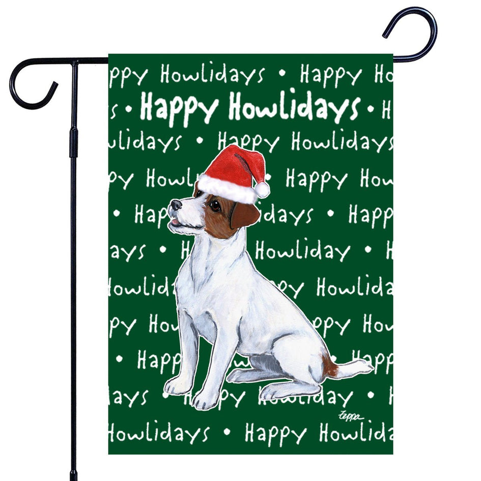 Russell Terrier Happy Howliday's Garden Flag
