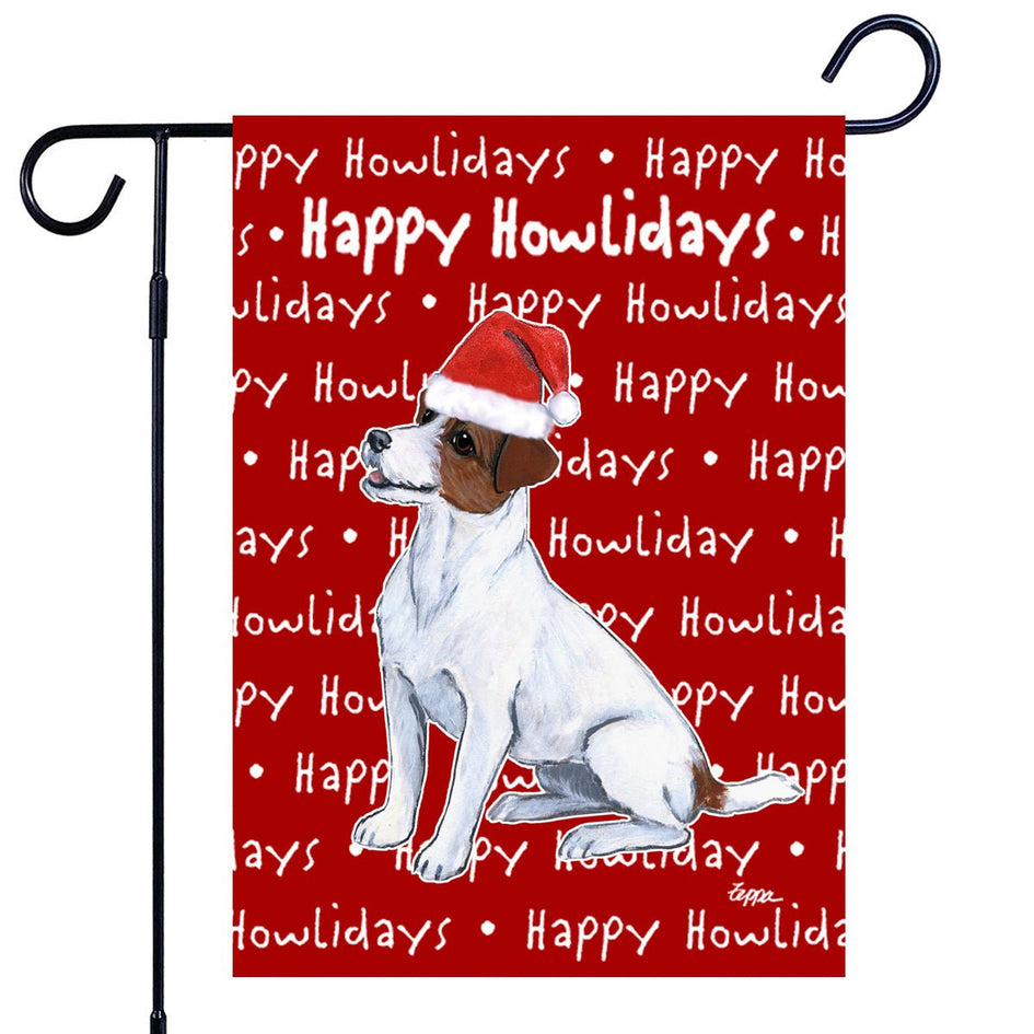 Russell Terrier Happy Howliday's Garden Flag