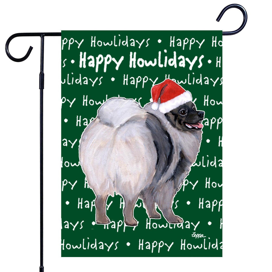 Keeshond Happy Howliday's Garden Flag