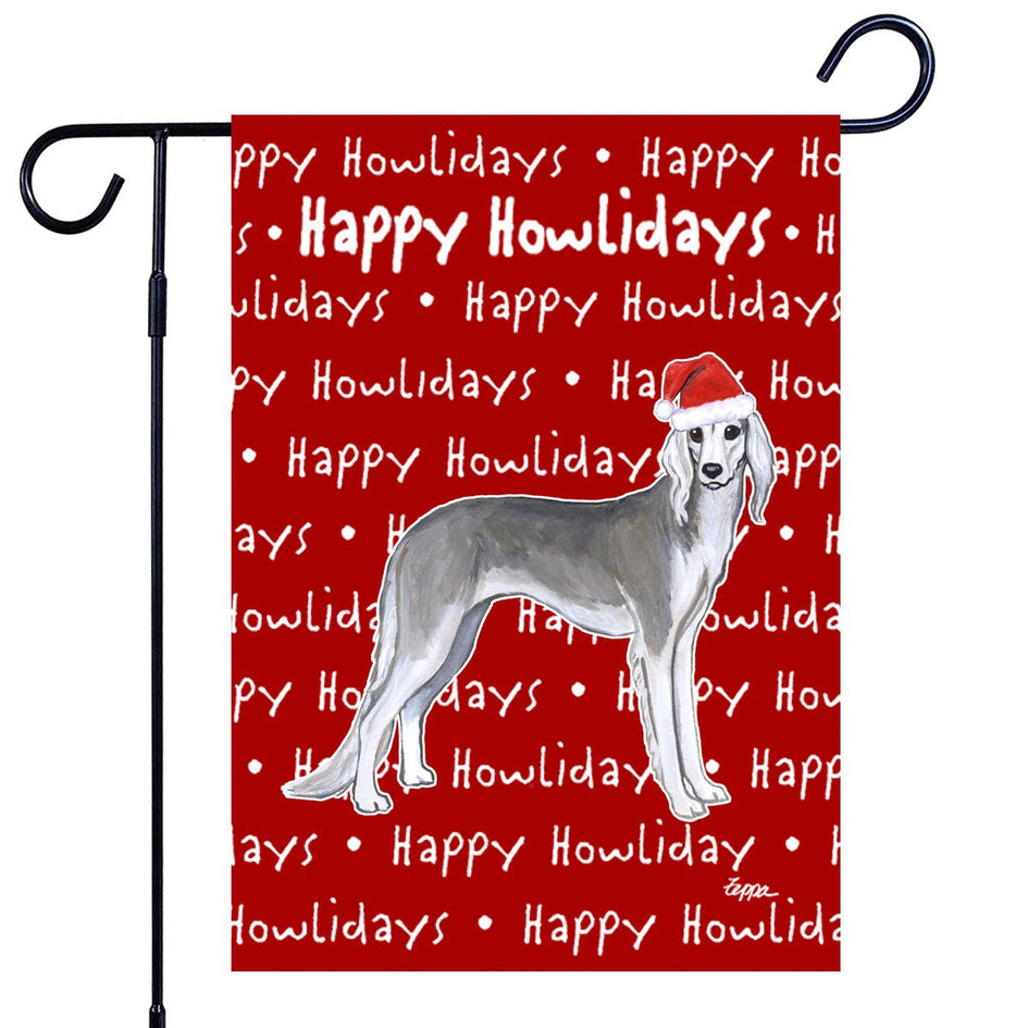 Saluki Happy Howliday's Garden Flag
