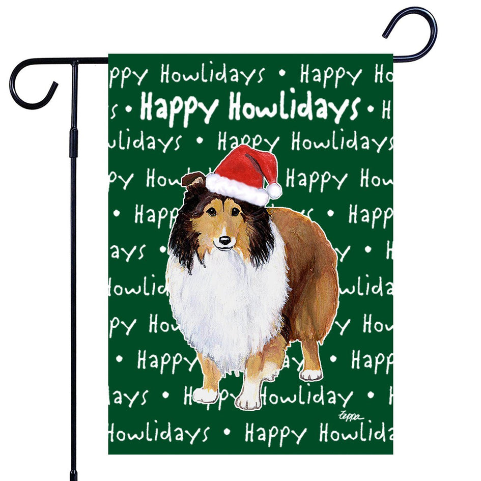 Shetland Sheepdog Happy Howliday's Garden Flag