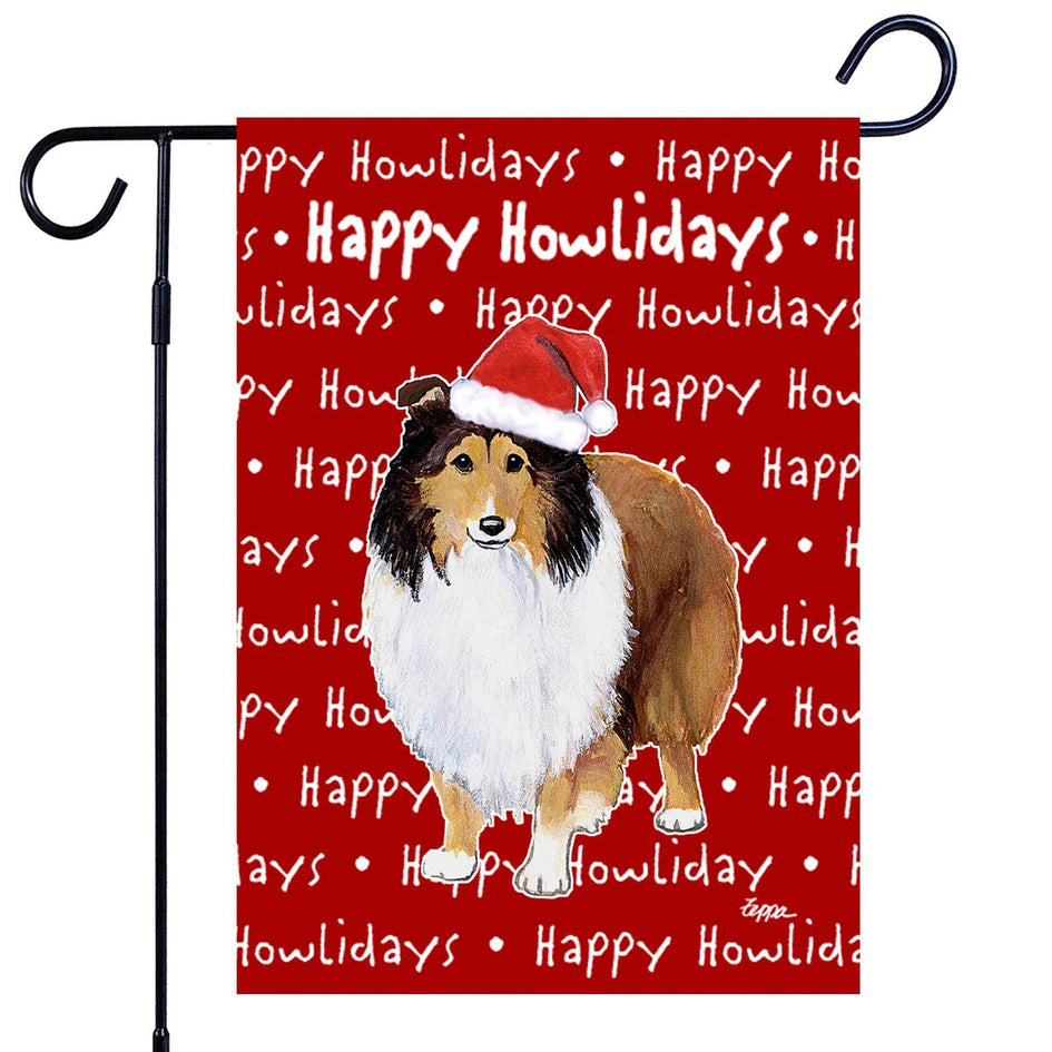 Shetland Sheepdog Happy Howliday's Garden Flag