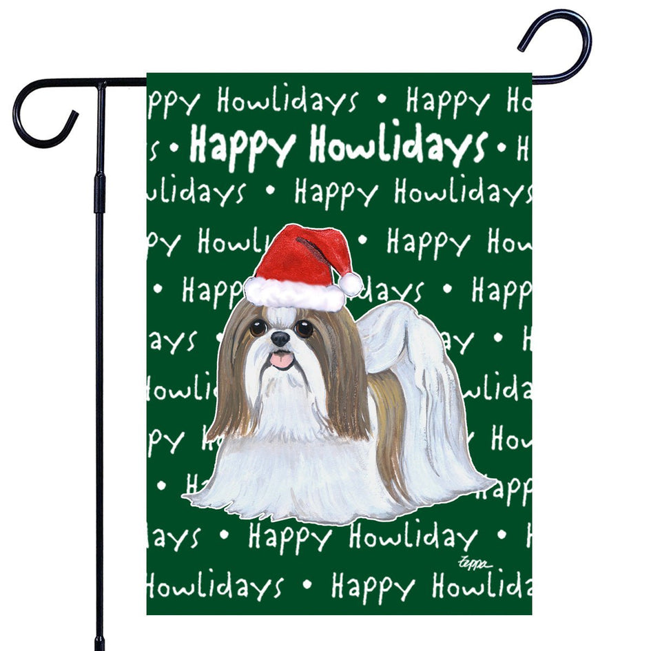 Shih Tzu Happy Howliday's Garden Flag
