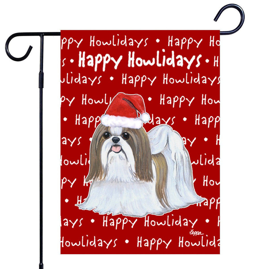 Shih Tzu Happy Howliday's Garden Flag