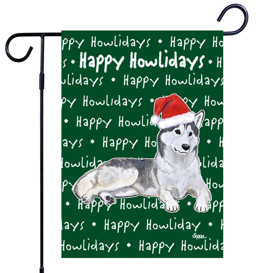 Siberian Husky Happy Howliday's Garden Flag