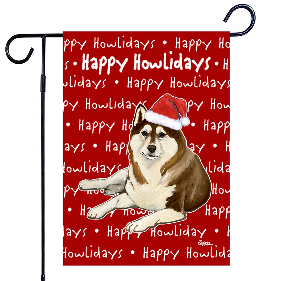 Siberian Husky Happy Howliday's Garden Flag