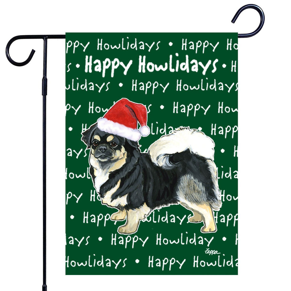 Tibetan Spaniel Happy Howliday's Garden Flag