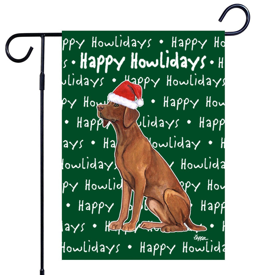 Vizsla Happy Howliday's Garden Flag