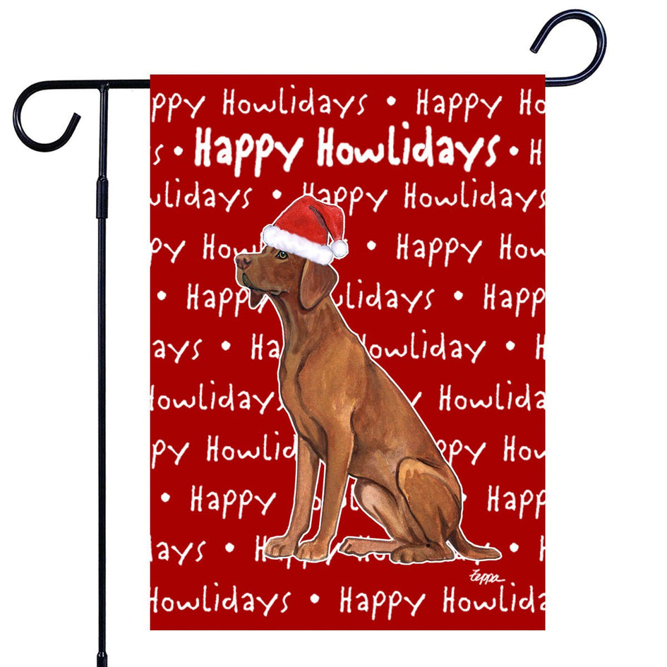 Vizsla Happy Howliday's Garden Flag