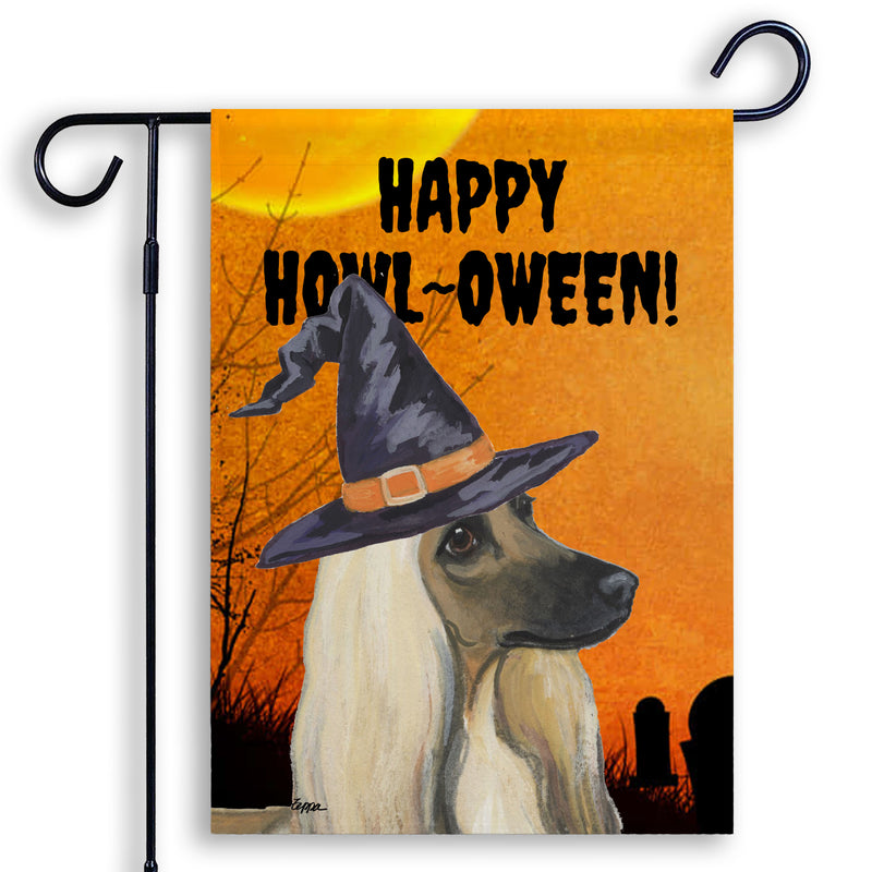 Afghan Hound HAPPY HOWL-OWEEN Garden Flag