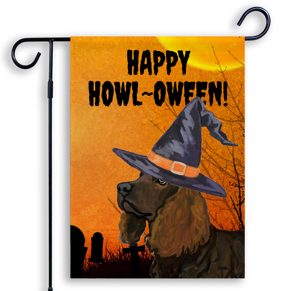 American Water Spaniel HAPPY HOWL-OWEEN Garden Flag
