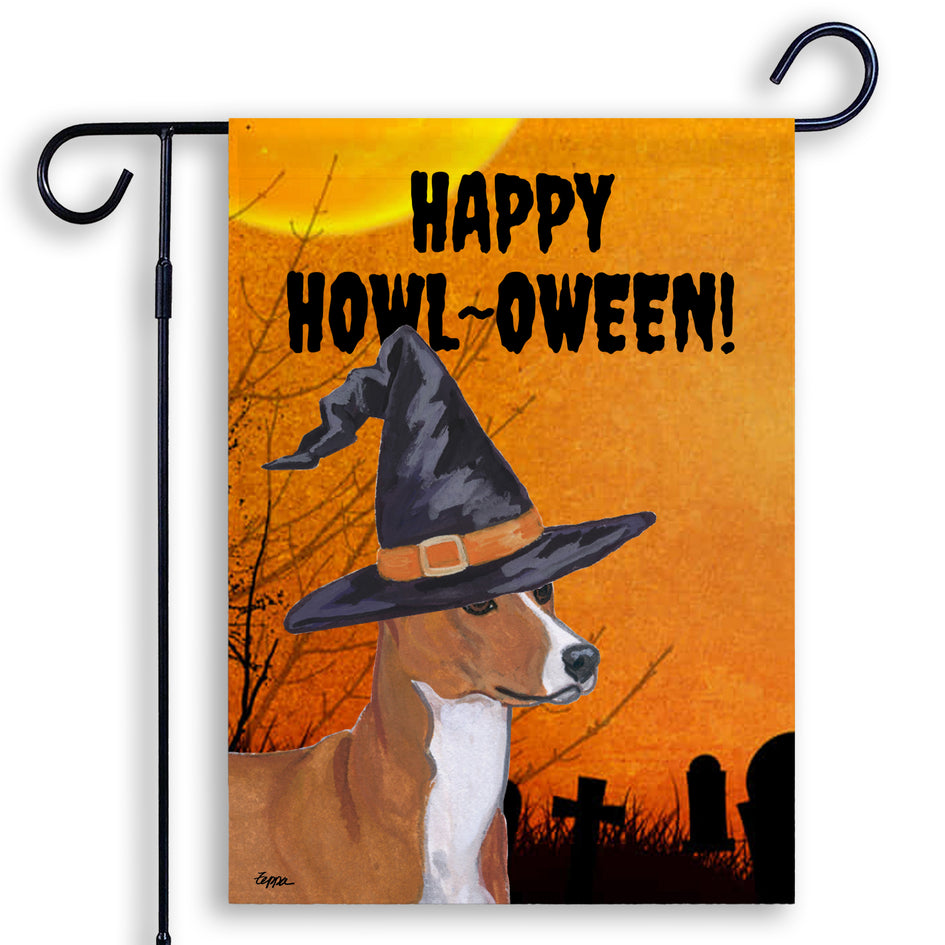 Basenji HAPPY HOWL-OWEEN Garden Flag
