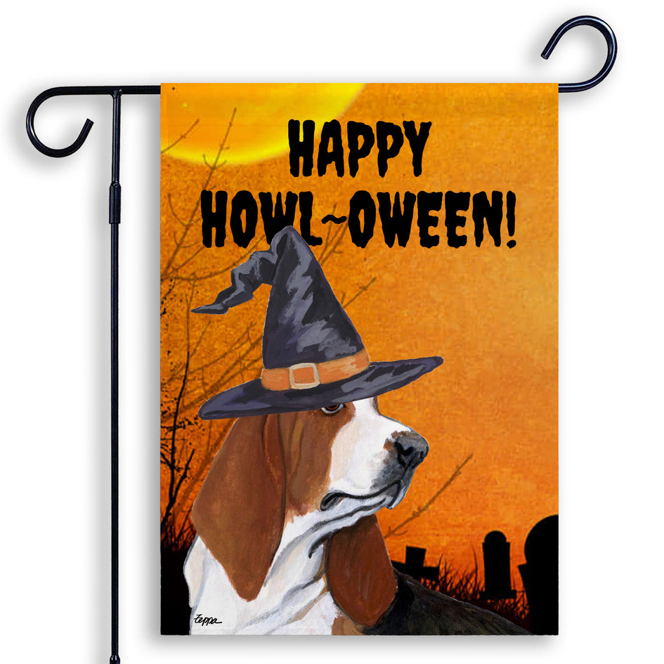 Basset Hound HAPPY HOWL-OWEEN Garden Flag