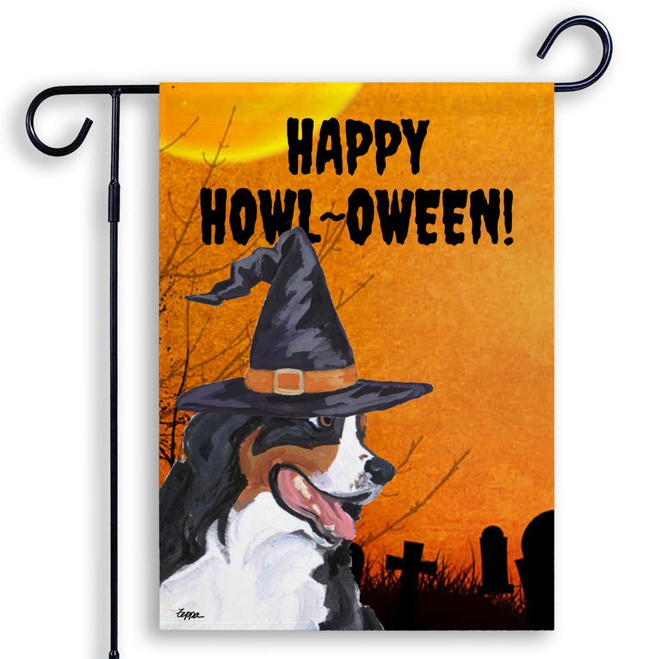 Bernese Mountain Dog HAPPY HOWL-OWEEN Garden Flag